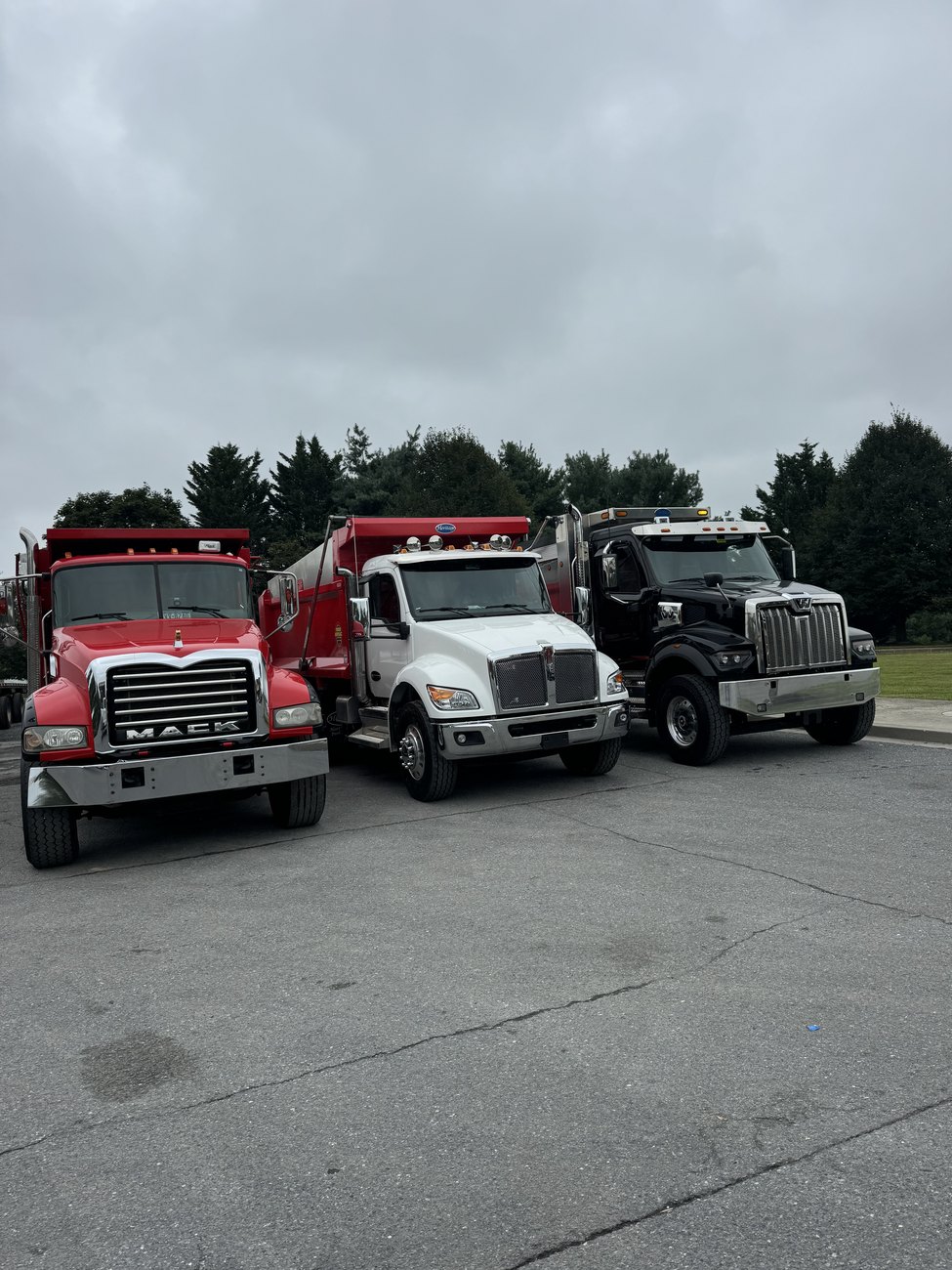 The W&W Asphalt truck fleet lined up and ready to roll out of York, PA.